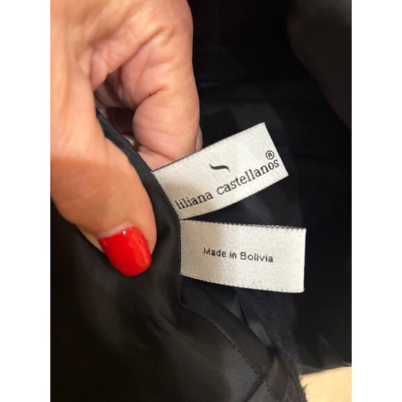 Liliana Castellano black shawl womens large classy suri alpaca merino wool - Picture 8 of 9